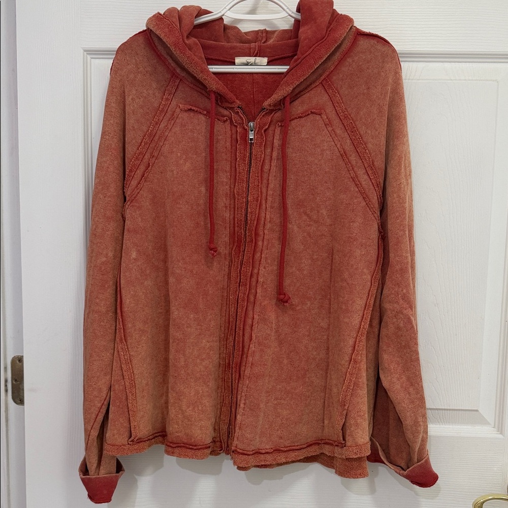 Easel Washed Zip-Up Hooded Jacket Size Large